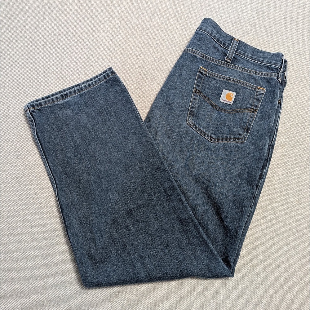 Carhartt Men's Jeans 40x32 Blue Relaxed Fit Cotton Blend Denim Workwear